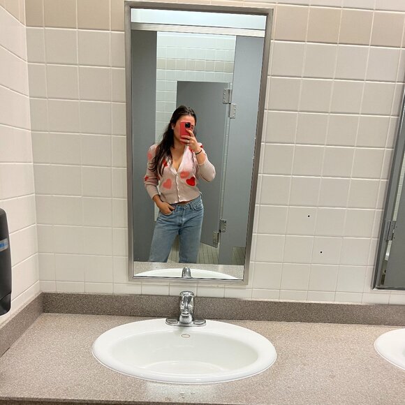 Anthropologie Pink Heart Cardigan - Picture 2 of 2